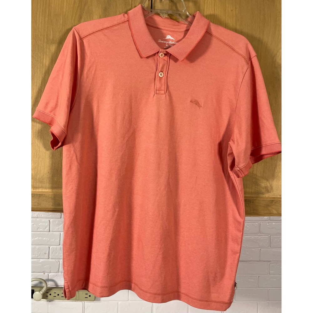 Tommy Bahama Polo Shirt Mens XL Coral Short Sleeve Embroidered Logo